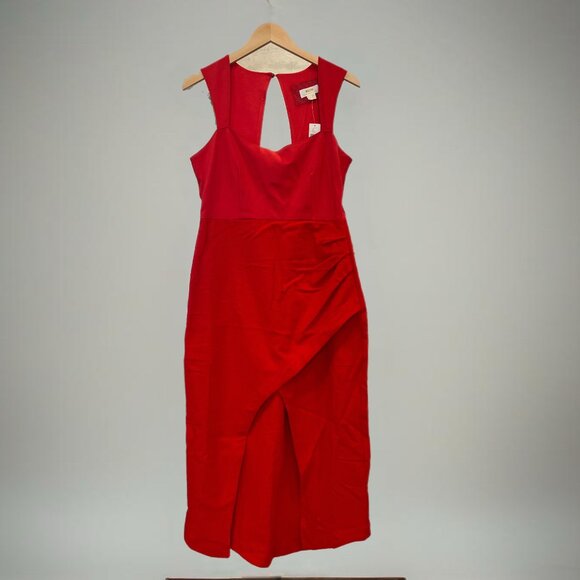 NWT Anthropologie Maeve Square Neck Maxi Midi Dress Red - Picture 3 of 4